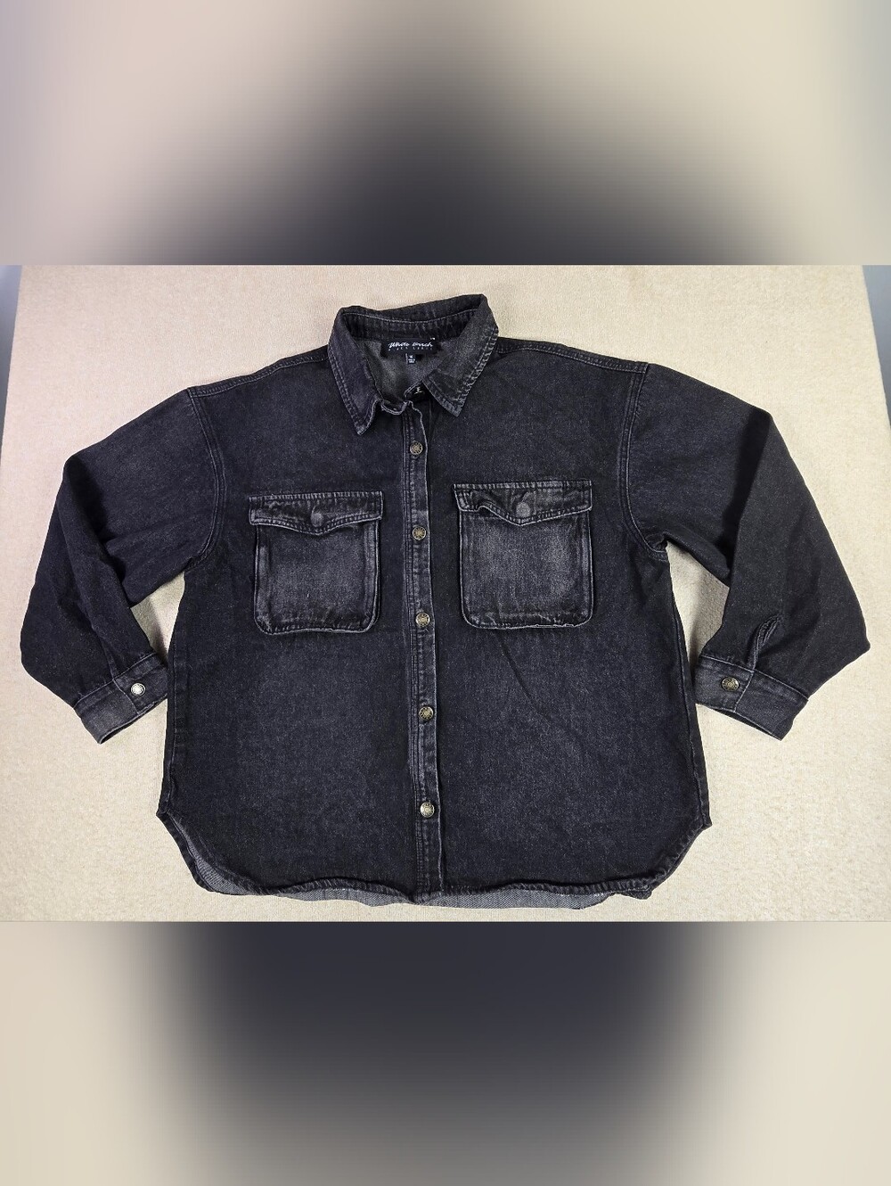 White Birch Black Label Denim Shacket Shirt Jacket Black Wash Womens 1X NWT